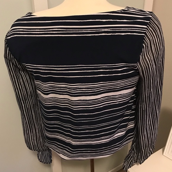 Alfani Navy Blue Striped Top - Picture 2 of 5